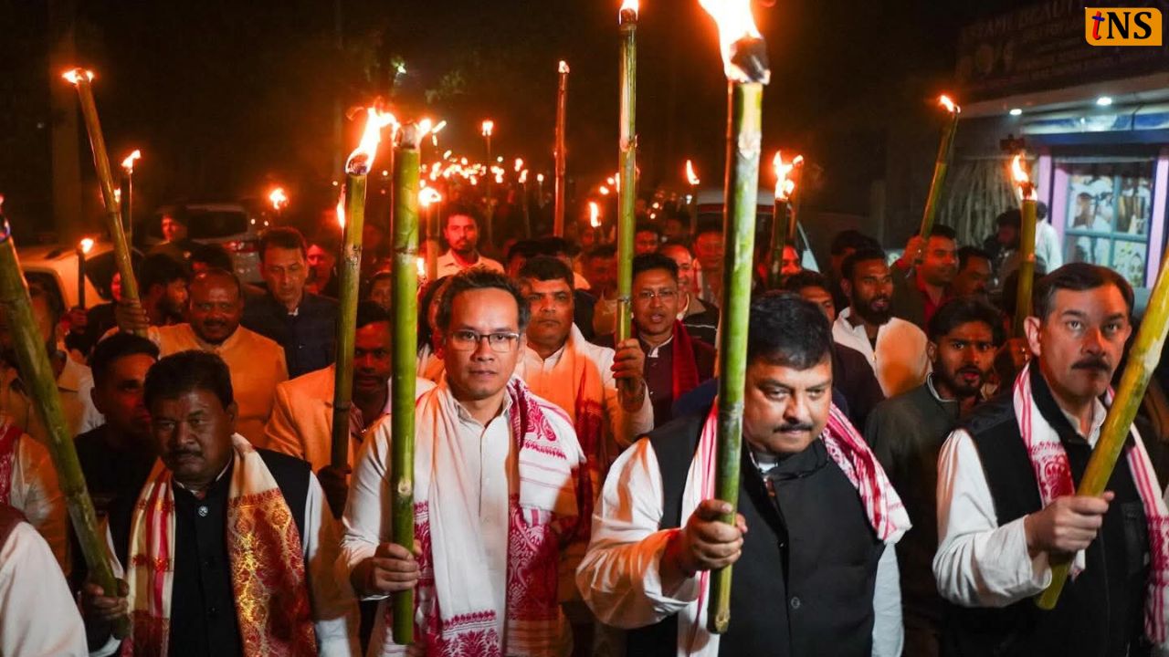 Gaurav Gogoi Leads Massive Torchlight Procession in Nagaon, Defies BJP and Police Barriers